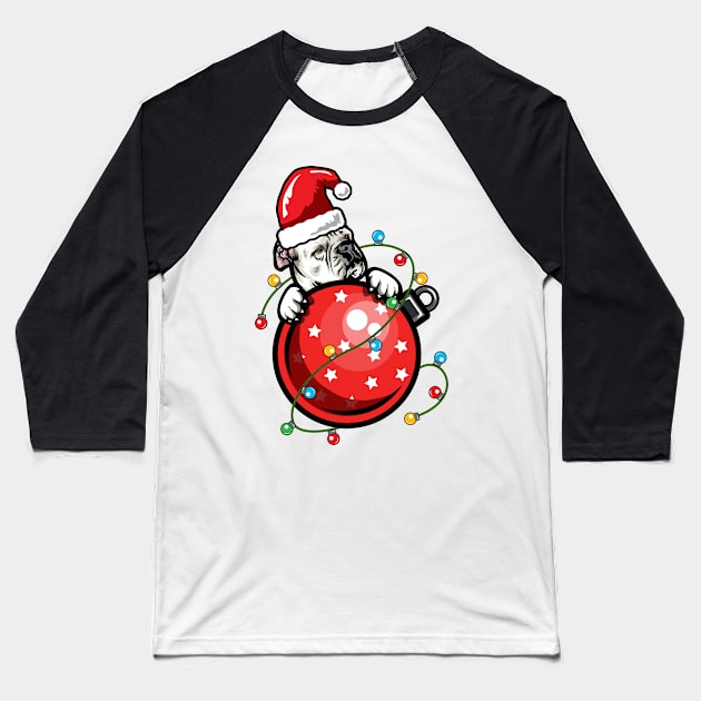 Santa American Bulldog Baseball T-Shirt by IPRINT